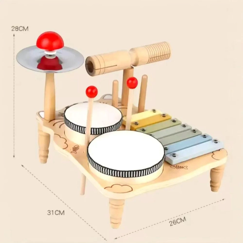 BATERIA MUSICAL DE MADERA MONTESSORI PARA NIÑOS - 3
