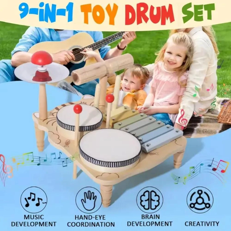 BATERIA MUSICAL DE MADERA MONTESSORI PARA NIÑOS - 6