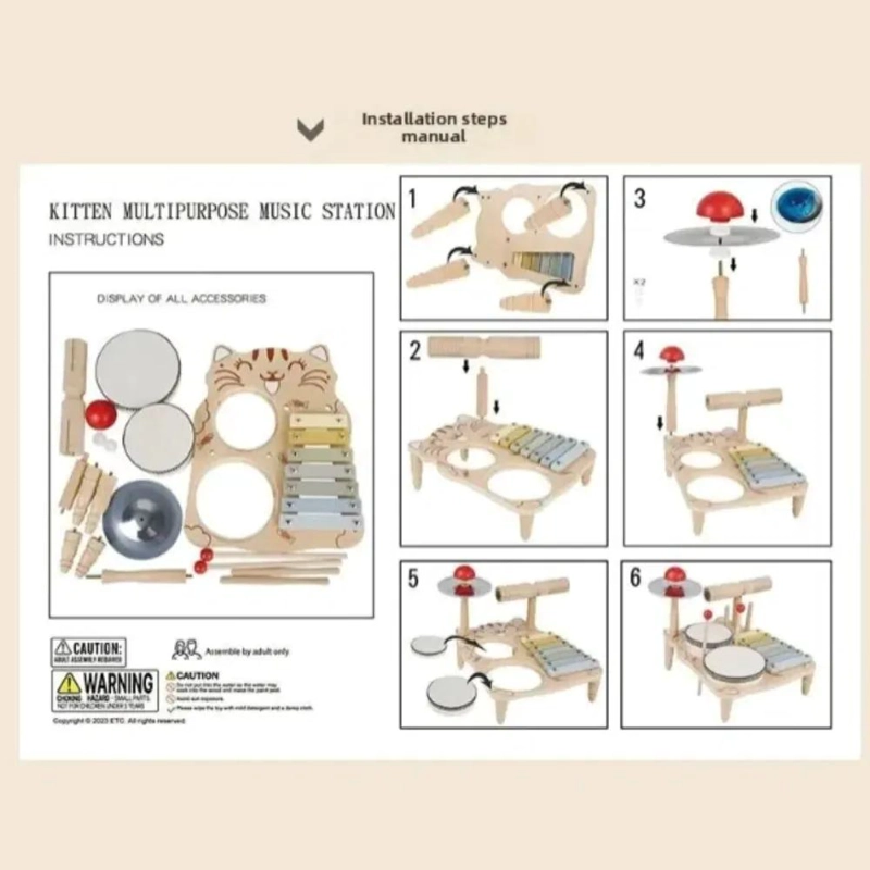 BATERIA MUSICAL DE MADERA MONTESSORI PARA NIÑOS - 7