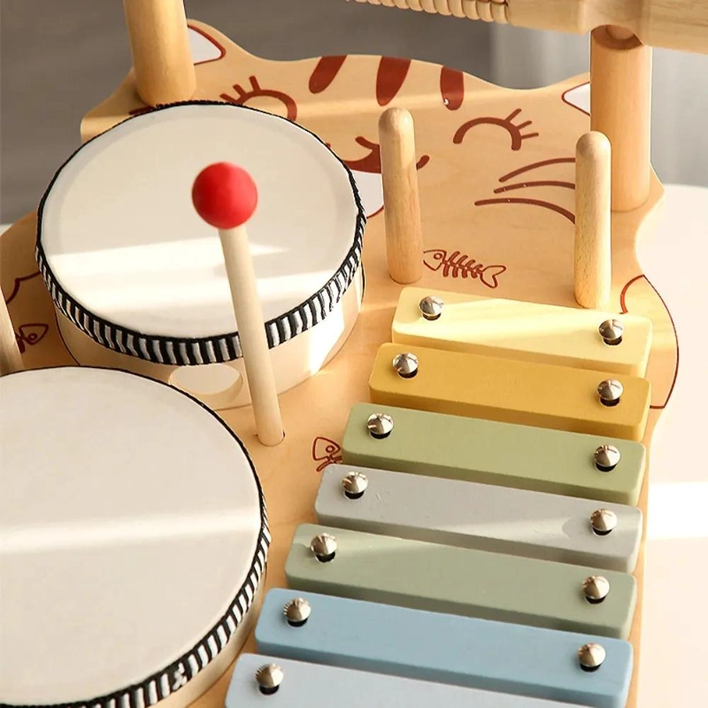BATERIA MUSICAL DE MADERA MONTESSORI PARA NIÑOS - 8