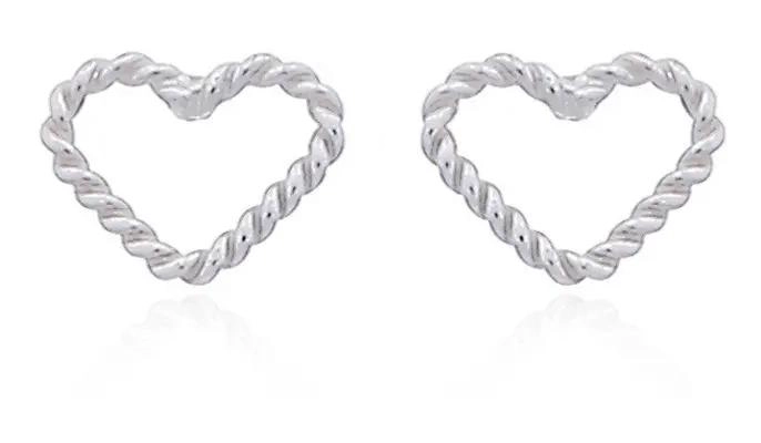 AROS CORAZON ENROSCADO DE PLATA LEY 925 PARA LOOK CASUAL - 1