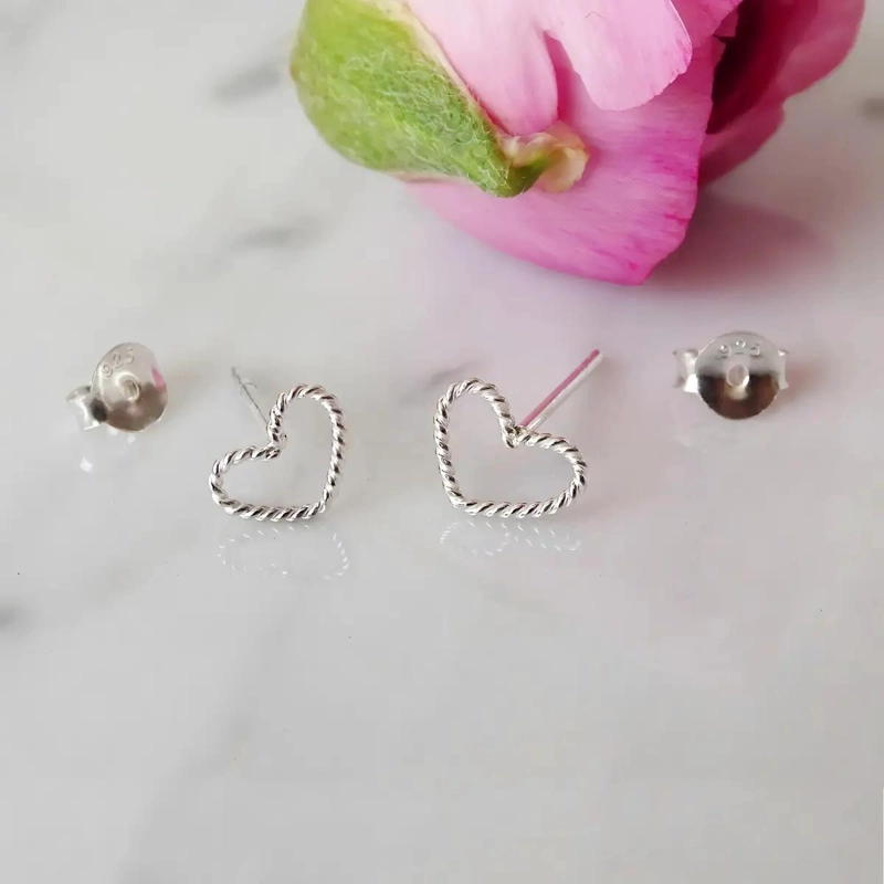 AROS CORAZON ENROSCADO DE PLATA LEY 925 PARA LOOK CASUAL - 2