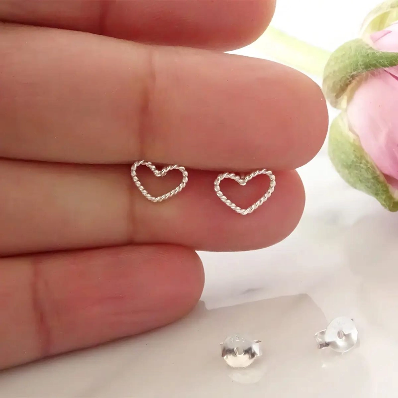 AROS CORAZON ENROSCADO DE PLATA LEY 925 PARA LOOK CASUAL - 3