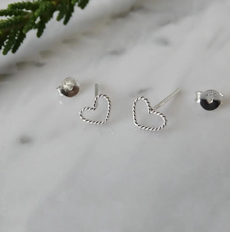 AROS CORAZON ENROSCADO DE PLATA LEY 925 PARA LOOK CASUAL - 4