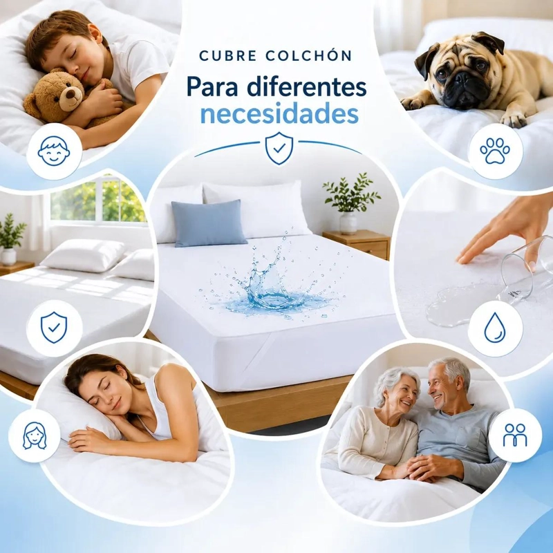 CUBRE COLCHON IMPERMEABLE 2 PLAZAS CON PROTECCION HIPOALERGE NICA - 4