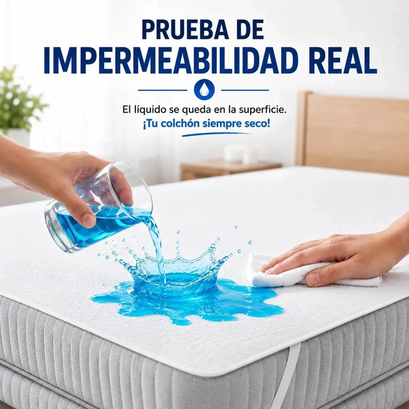 CUBRE COLCHON IMPERMEABLE 2 PLAZAS CON PROTECCION HIPOALERGE NICA - 8