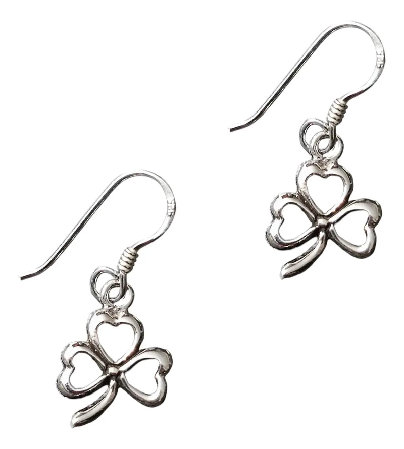 AROS TREBOL DE PLATA 925 CON CAJA DE REGALO - 1