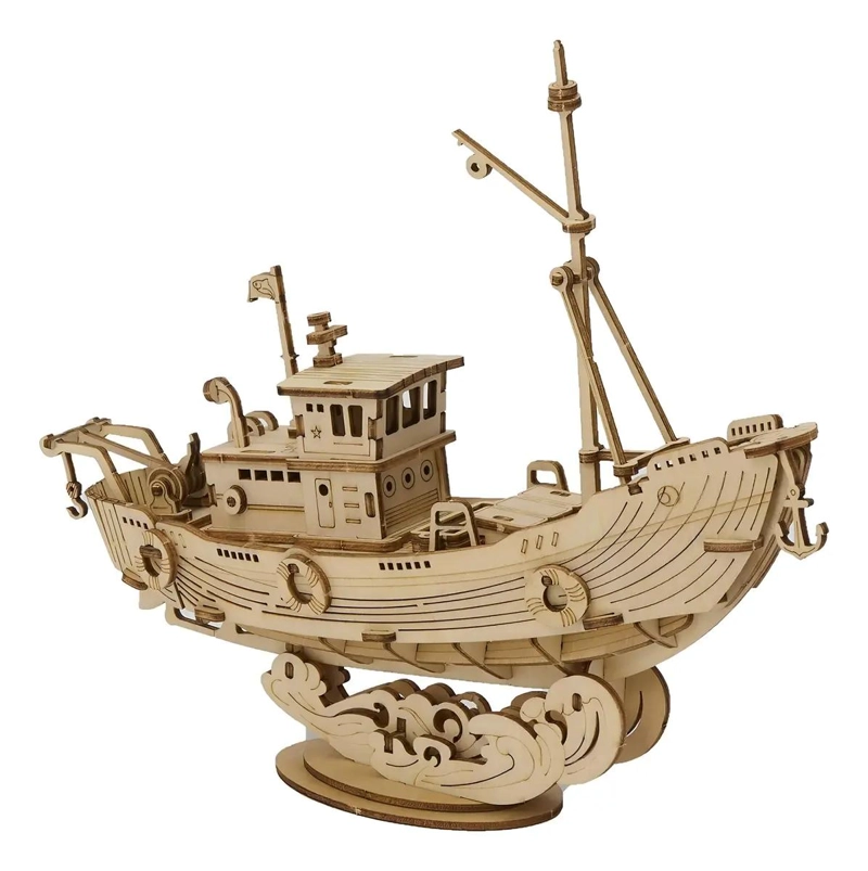 PUZZLE 3D BARCO PESQUERO DE MADERA PARA ARMAR - 1