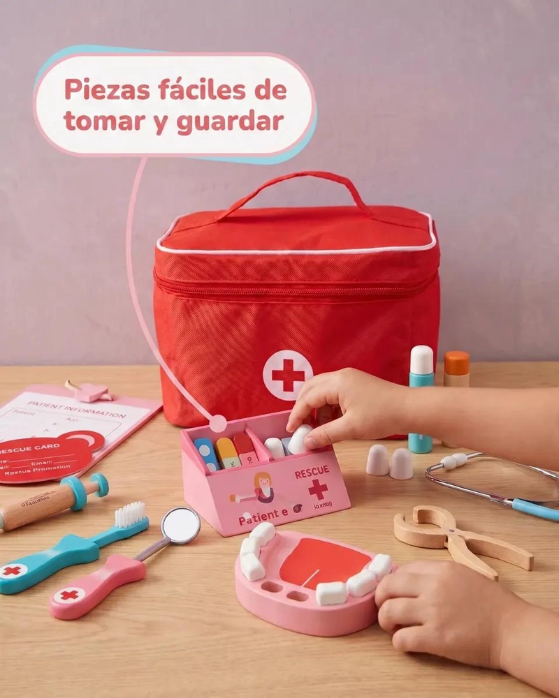 SET DE JUEGO DE ROLES ME DICO Y DENTISTA DE MADERA PARA NIÑOS - 3