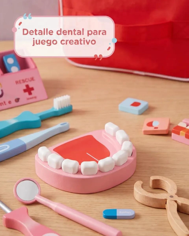 SET DE JUEGO DE ROLES ME DICO Y DENTISTA DE MADERA PARA NIÑOS - 4