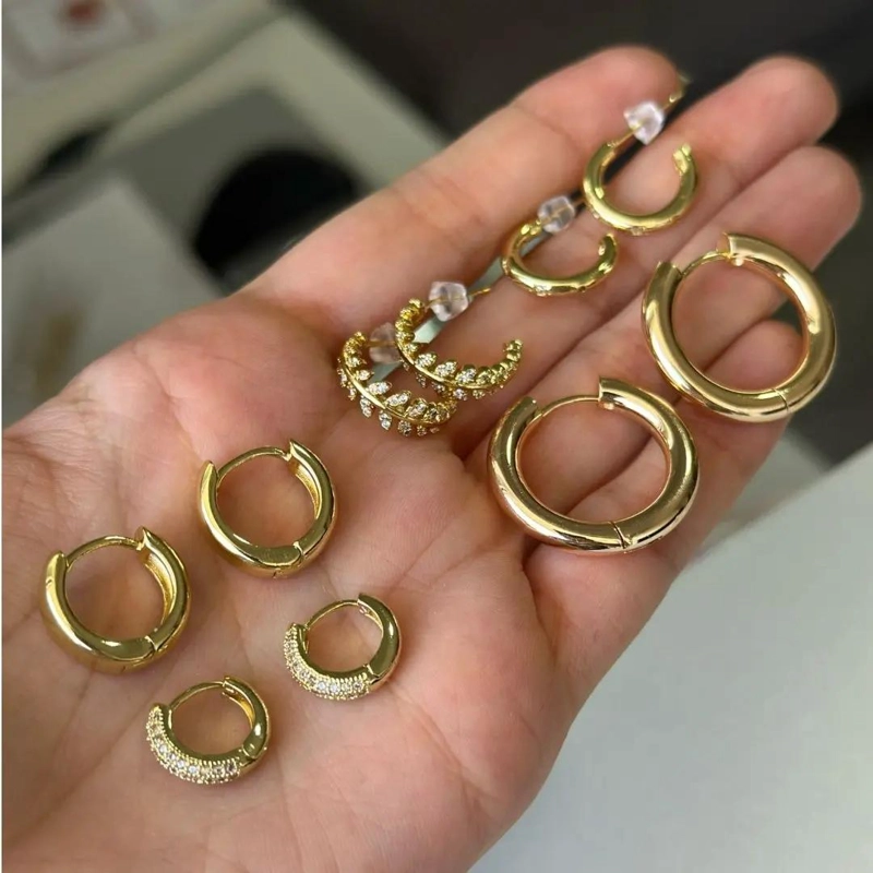 ARGOLLAS GRANDES DE BAÑO DE ORO 18K PARA MUJER ELEGANTES - 2