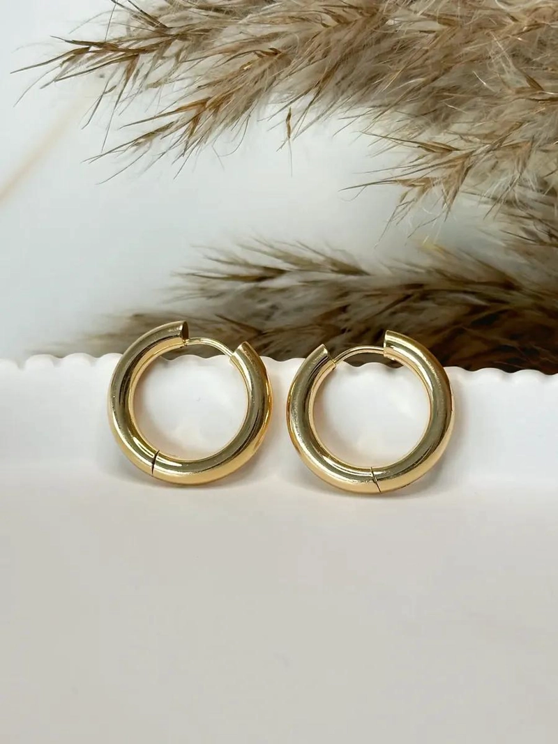 ARGOLLAS GRANDES DE BAÑO DE ORO 18K PARA MUJER ELEGANTES - 3