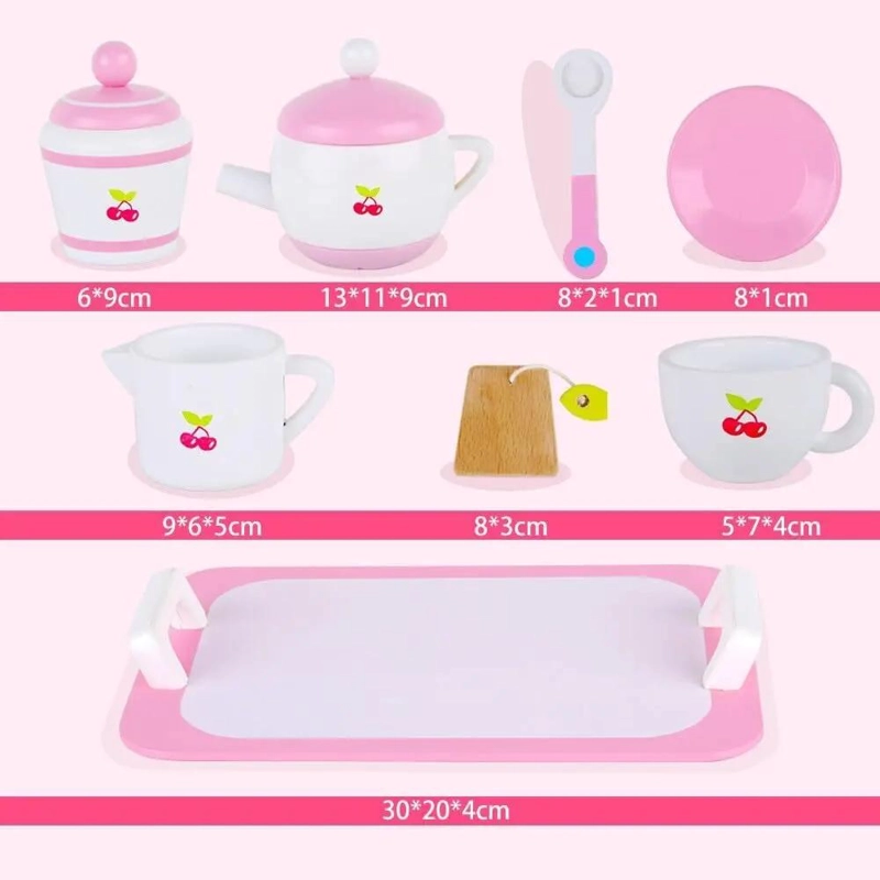 JUEGO DE TE  DE MADERA PARA NIÑOS CON TAZAS Y TETERA - 4