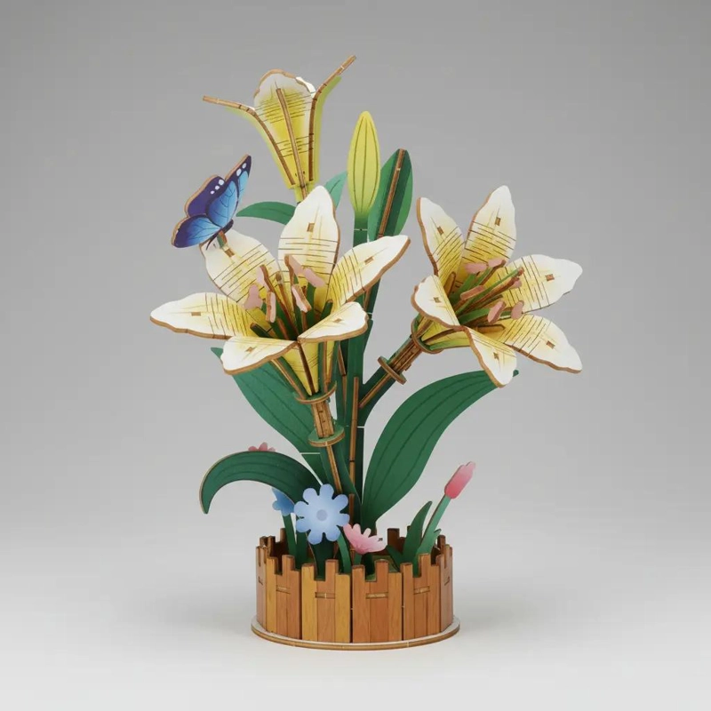 PUZZLE 3D FLOR DE MADERA ARMABLE PARA DECORACION - 2