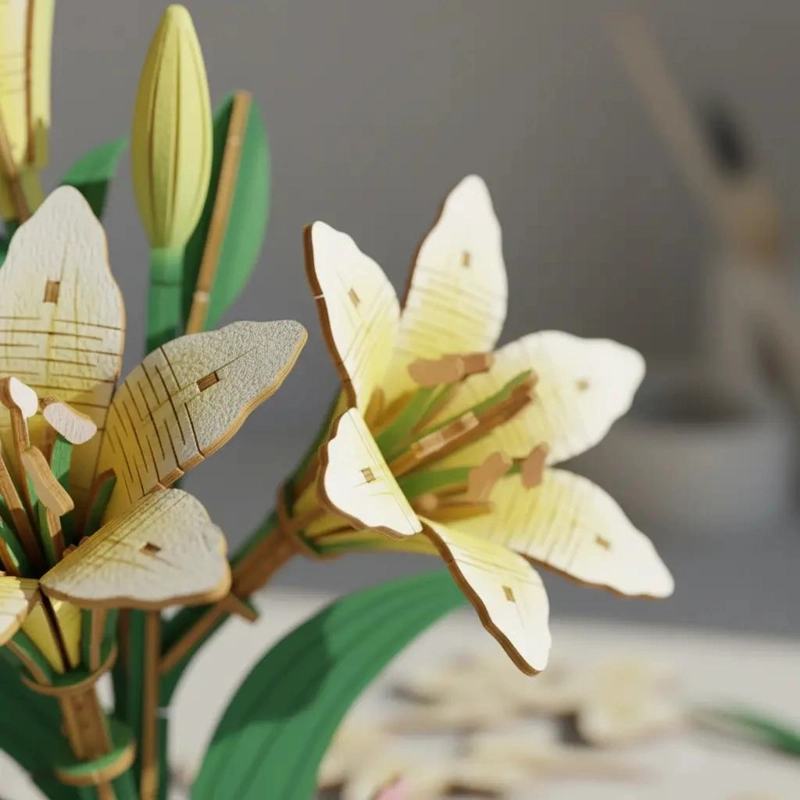 PUZZLE 3D FLOR DE MADERA ARMABLE PARA DECORACION - 3
