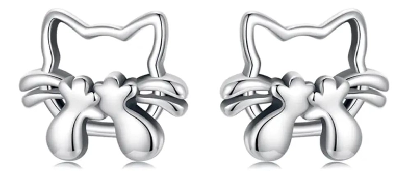 AROS DE GATITO EN PLATA 925 PARA MUJERES ELEGANTES - 1