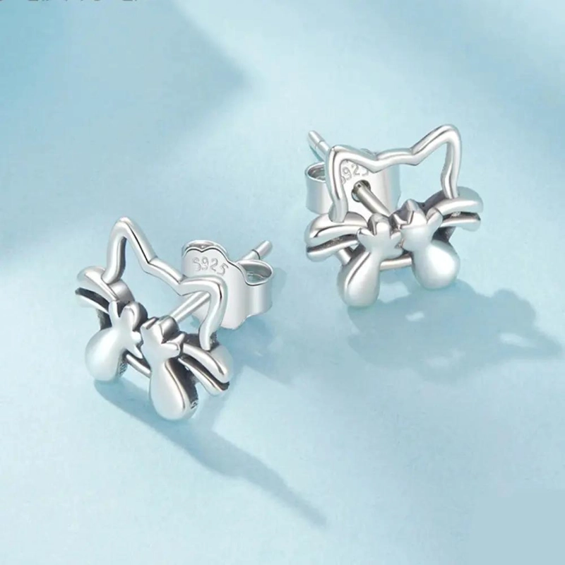 AROS DE GATITO EN PLATA 925 PARA MUJERES ELEGANTES - 2