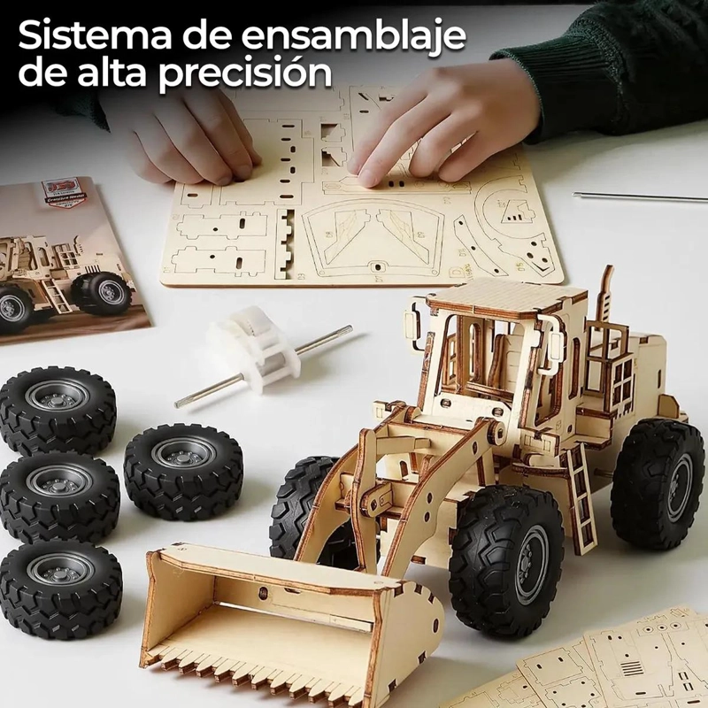 PUZZLE 3D TRACTOR RETROEXCAVADORA ARMABLE CON MOTOR DE FRICCION - 3
