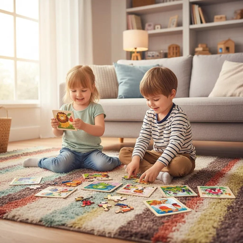 ROMPECABEZAS DE MADERA PARA NIÑOS CON ANIMALES DIVERSOS - 1