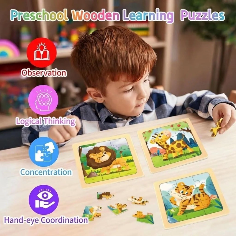 ROMPECABEZAS DE MADERA PARA NIÑOS CON ANIMALES DIVERSOS - 6
