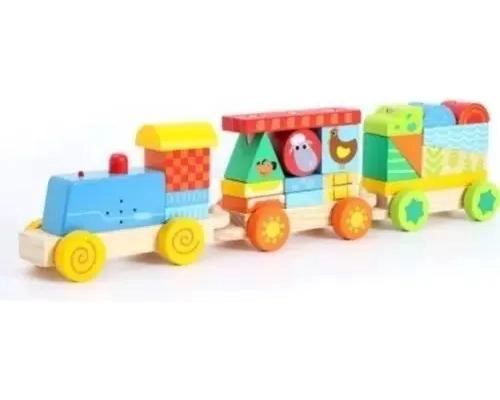 TREN DE ARRASTRE DE MADERA CON BLOQUES Y SONIDO DE 57 CM - 4