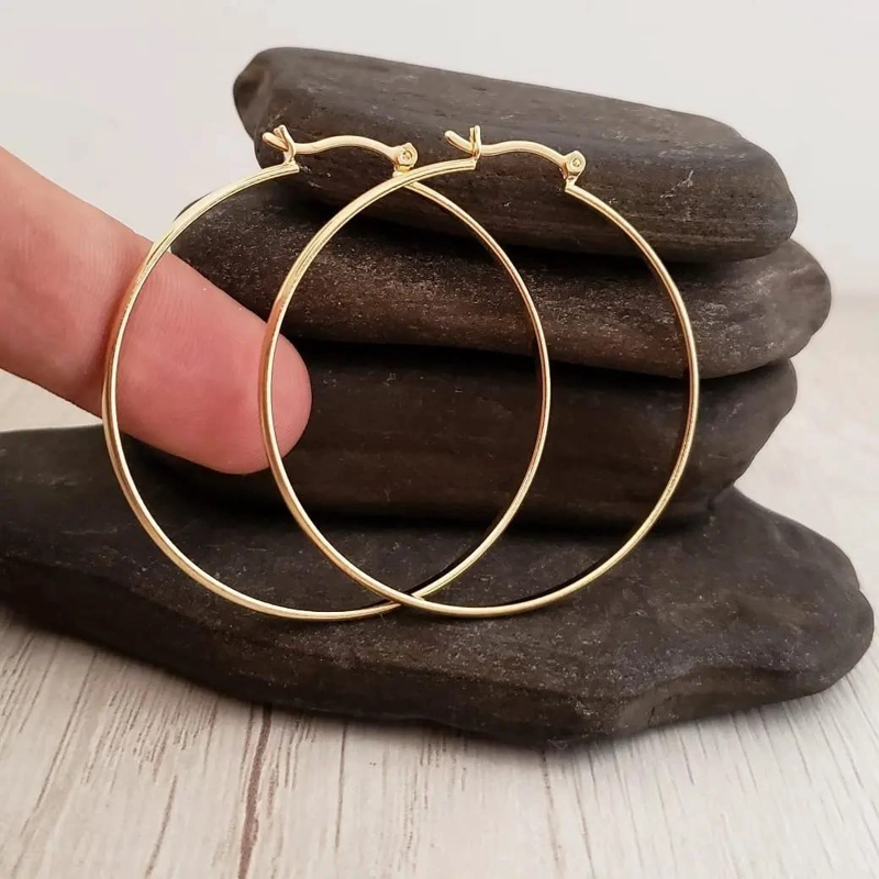 ARETES CANDONGA MEDIANA EN ORO LAMINADO DE 18K - 4