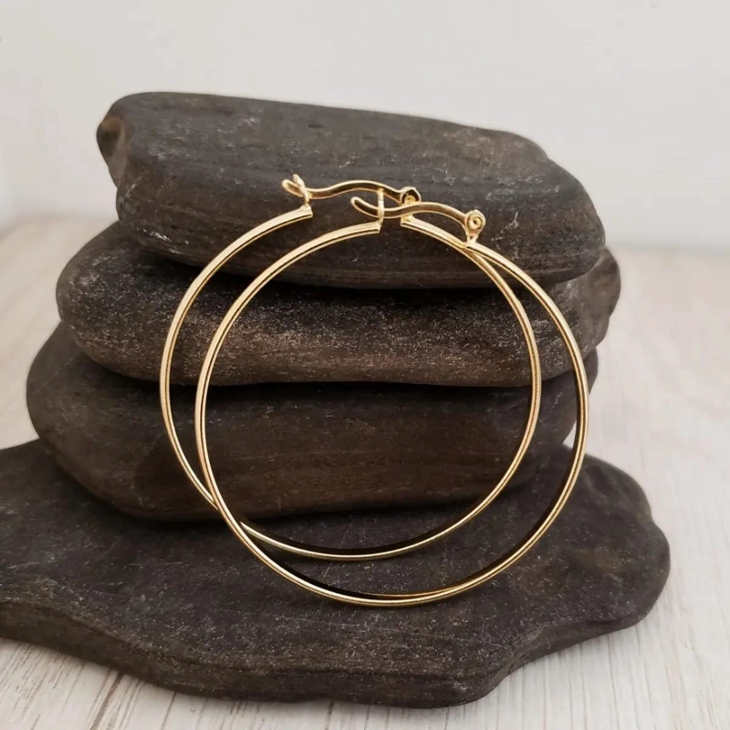 ARETES CANDONGA MEDIANA EN ORO LAMINADO DE 18K - 6