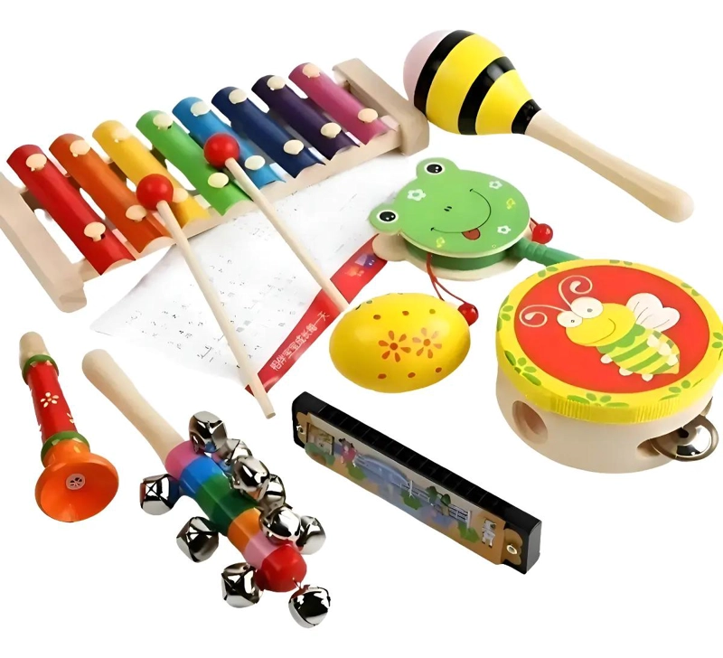 SET DE 8 INSTRUMENTOS MUSICALES DE MADERA PARA NIÑOS - 1