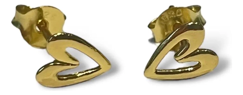 AROS DE CORAZON EN PLATA 925 BAÑADOS EN ORO - 1