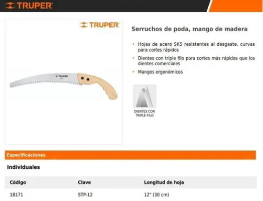 SERRUCHO PODADOR DE 30.48 CM CON MANGO DE MADERA - 4