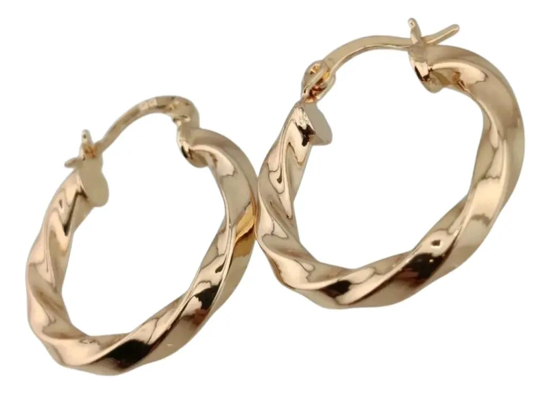 AROS ARGOLLAS BAÑO DE ORO 18K PARA MUJER ELEGANTES - 1