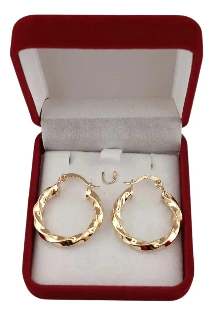 AROS ARGOLLAS BAÑO DE ORO 18K PARA MUJER ELEGANTES - 2
