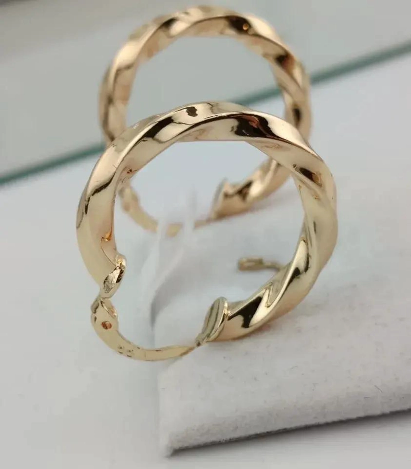 AROS ARGOLLAS BAÑO DE ORO 18K PARA MUJER ELEGANTES - 4