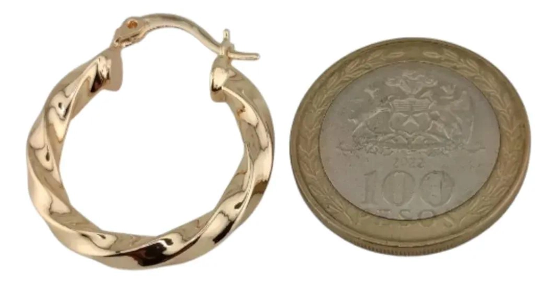 AROS ARGOLLAS BAÑO DE ORO 18K PARA MUJER ELEGANTES - 5