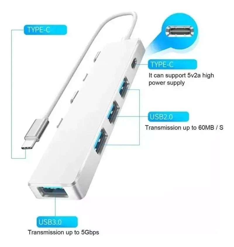 ADAPTADOR HUB USB TIPO C CON 3 PUERTOS PARA CONECTIVIDAD - 2
