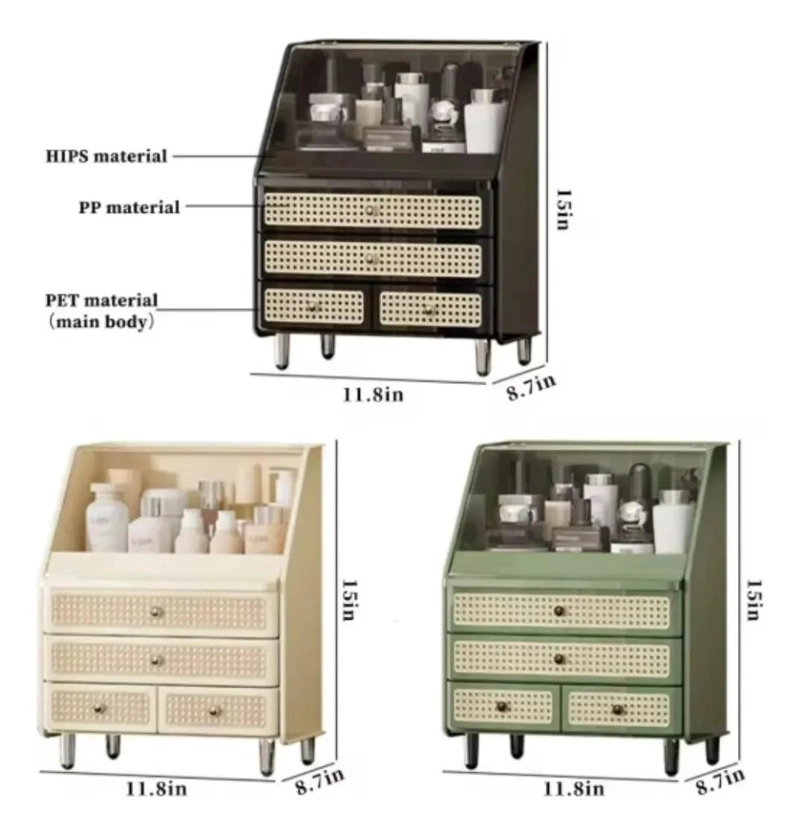 ORGANIZADOR DE MAQUILLAJE PREMIUM COLOR BEIGE CON COMPARTIMENTOS - 4
