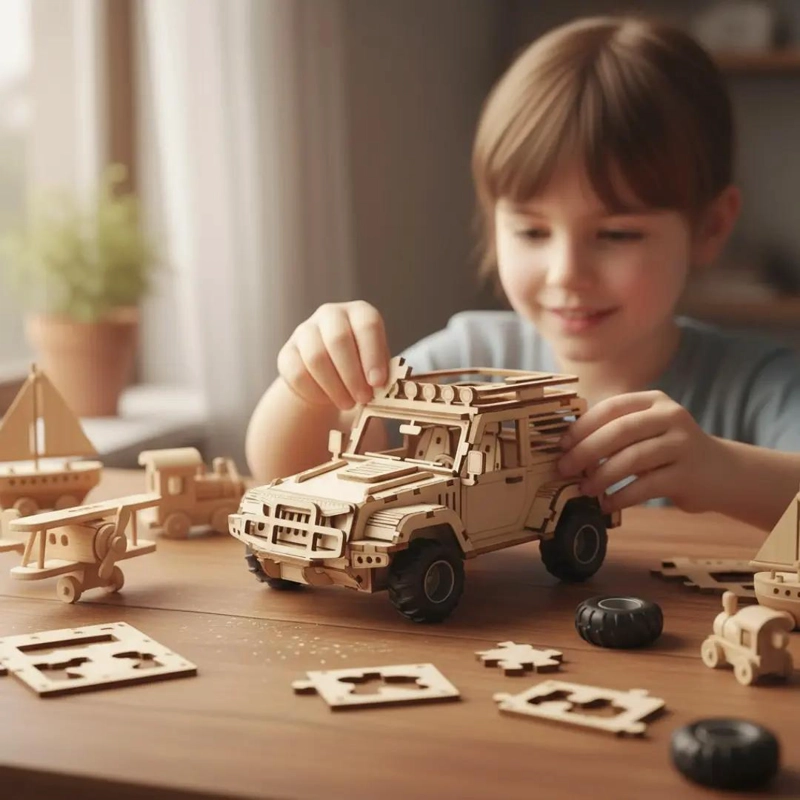 PUZZLE 3D ARMABLE DE MADERA JEEP PARA NIÑOS - 6