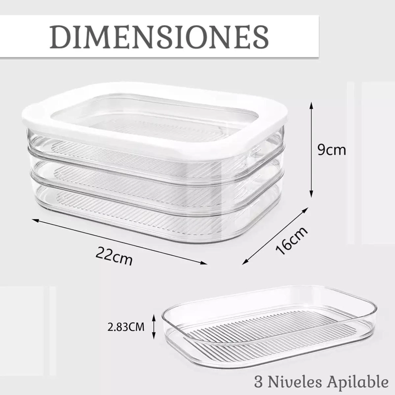ORGANIZADOR ACRILICO PARA REFRIGERADOR CON 3 NIVELES - 6
