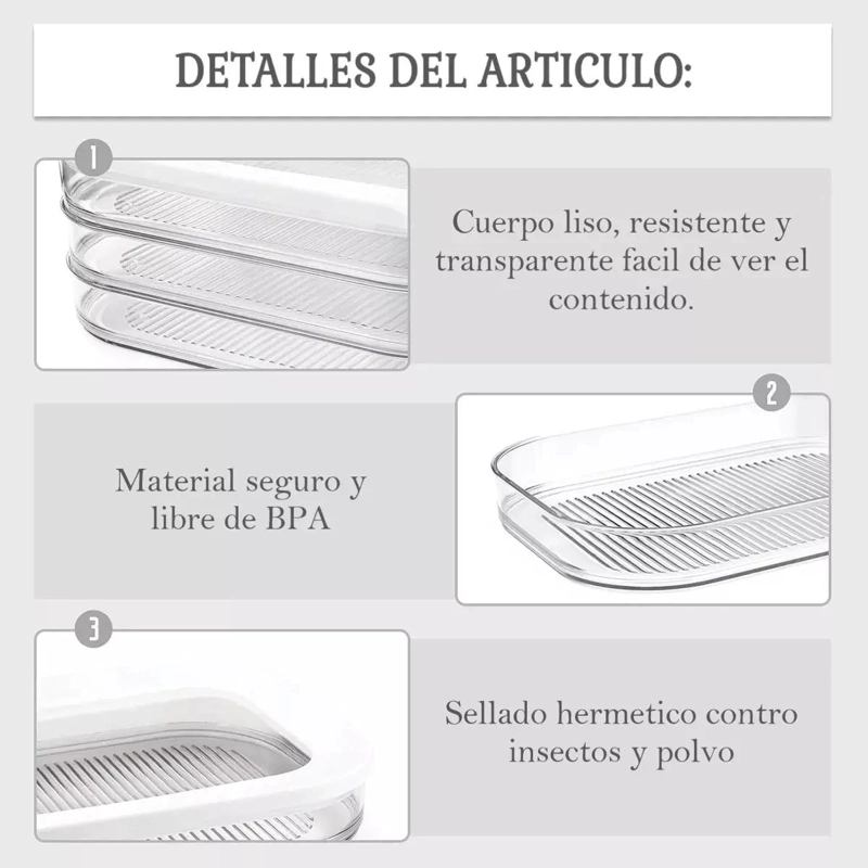 ORGANIZADOR ACRILICO PARA REFRIGERADOR CON 3 NIVELES - 8