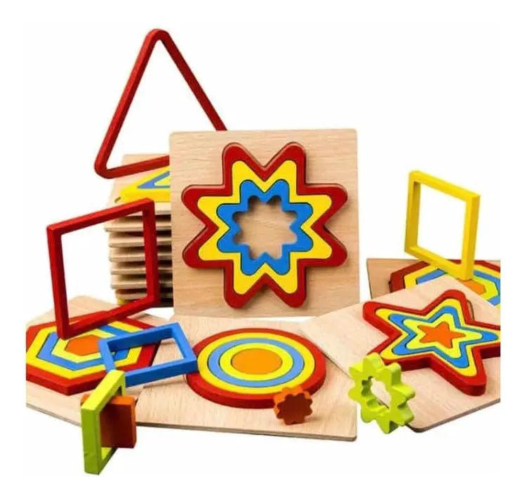ROMPECABEZAS GEOME TRICO DE MADERA PARA APRENDIZAJE CREATIVO - 6