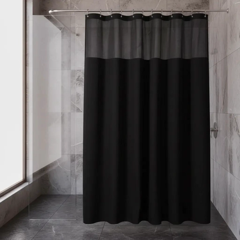 CORTINA DE BAÑO IMPERMEABLE 180X200 CM CON FORRO Y GANCHOS - 1