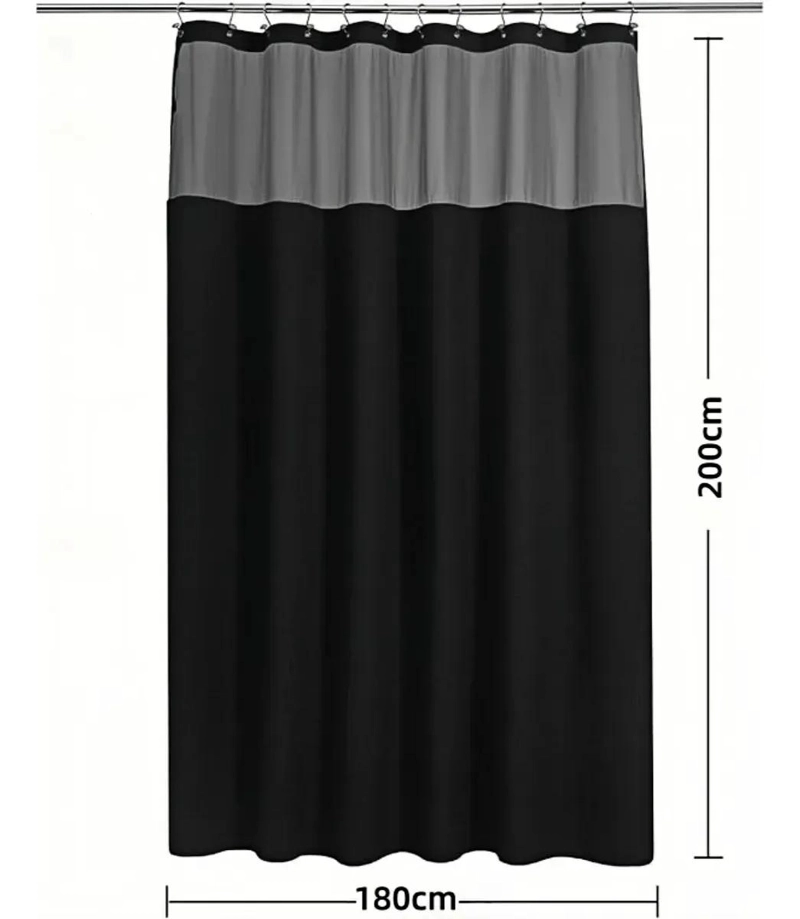 CORTINA DE BAÑO IMPERMEABLE 180X200 CM CON FORRO Y GANCHOS - 3