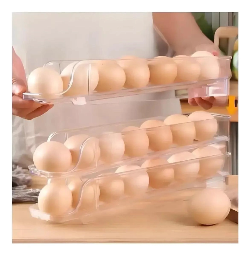 PACK DE 2 ORGANIZADORES DE HUEVOS RODANTES PARA 21 UNIDADES - 3