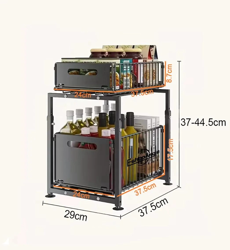 ESTANTE ORGANIZADOR DESLIZANTE DE 2 NIVELES PARA COCINA Y BAÑO - 7