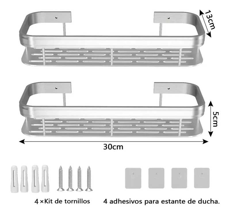 ORGANIZADOR DE DUCHA CON ESTANTES Y DRENAJE EFICIENTE - 2