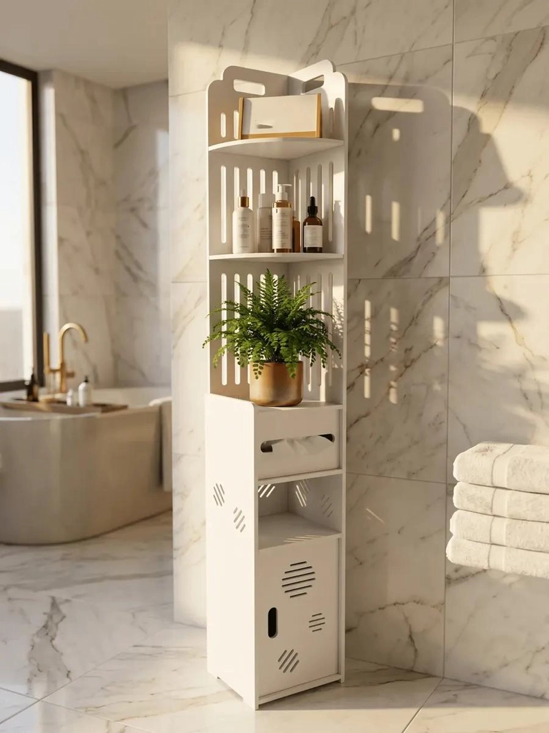 ORGANIZADOR DE BAÑO IMPERMEABLE CON ESTANTES Y CAJON - 1