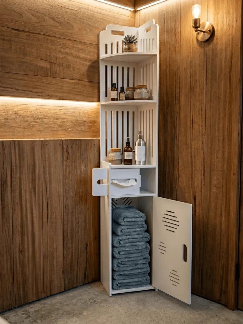 ORGANIZADOR DE BAÑO IMPERMEABLE CON ESTANTES Y CAJON - 4