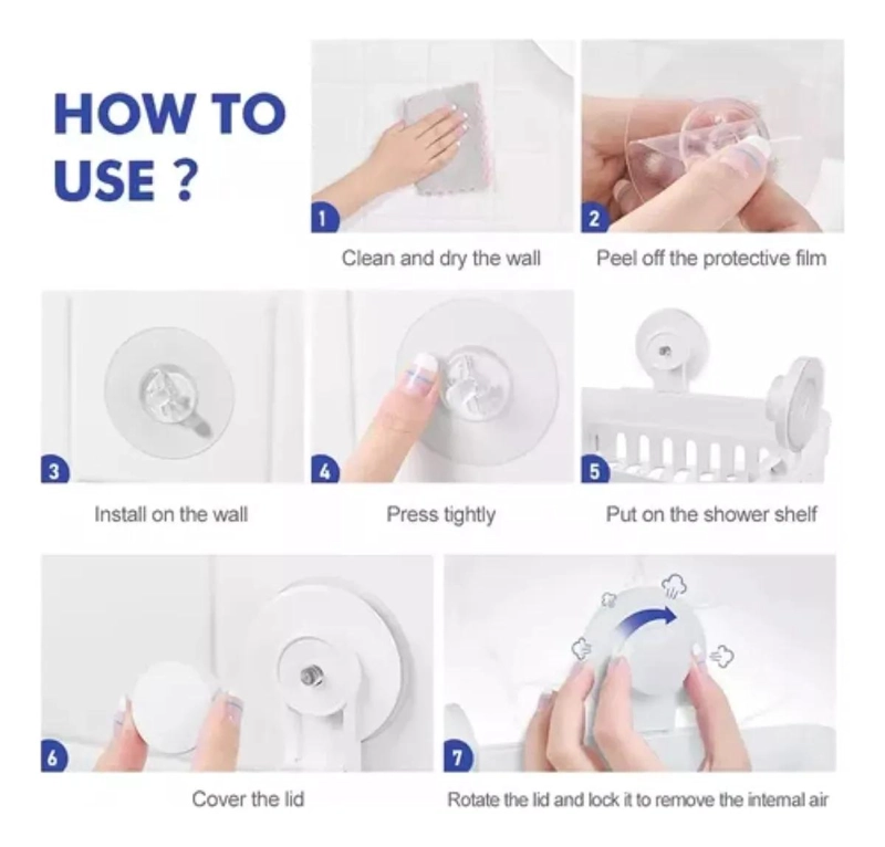 ORGANIZADOR DE DUCHA CON VENTOSAS Y GANCHOS PARA BAÑO - 4