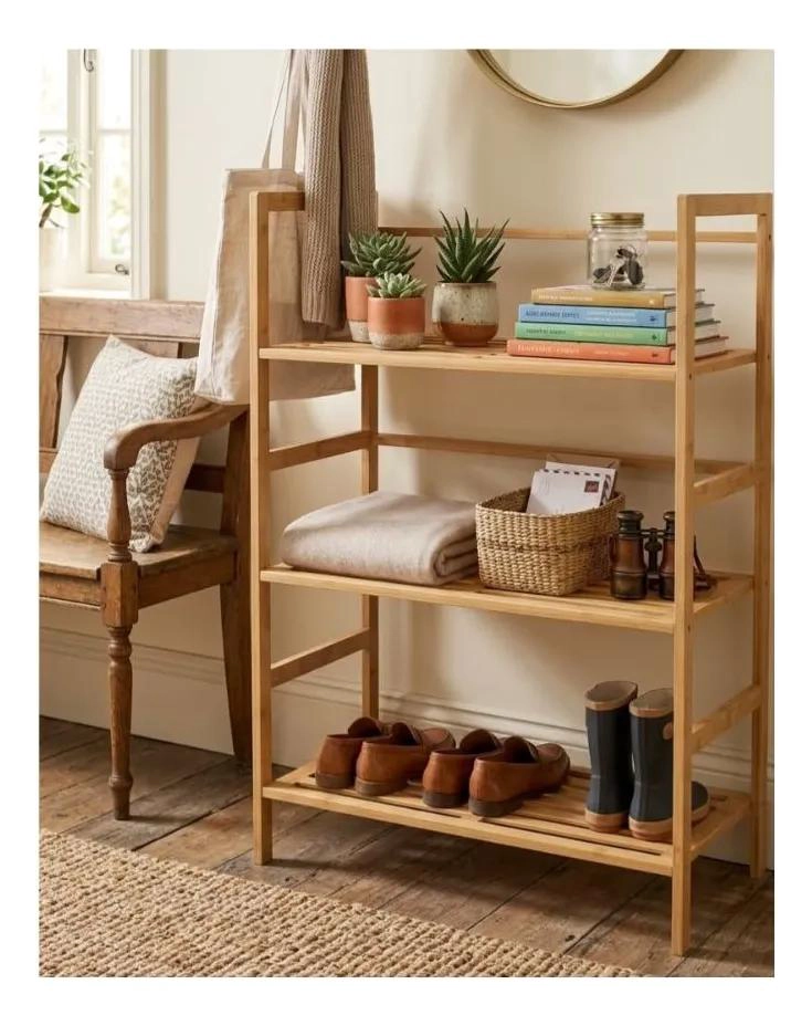 MUEBLE ORGANIZADOR DE BAMBU NATURAL CON 3 NIVELES - 4