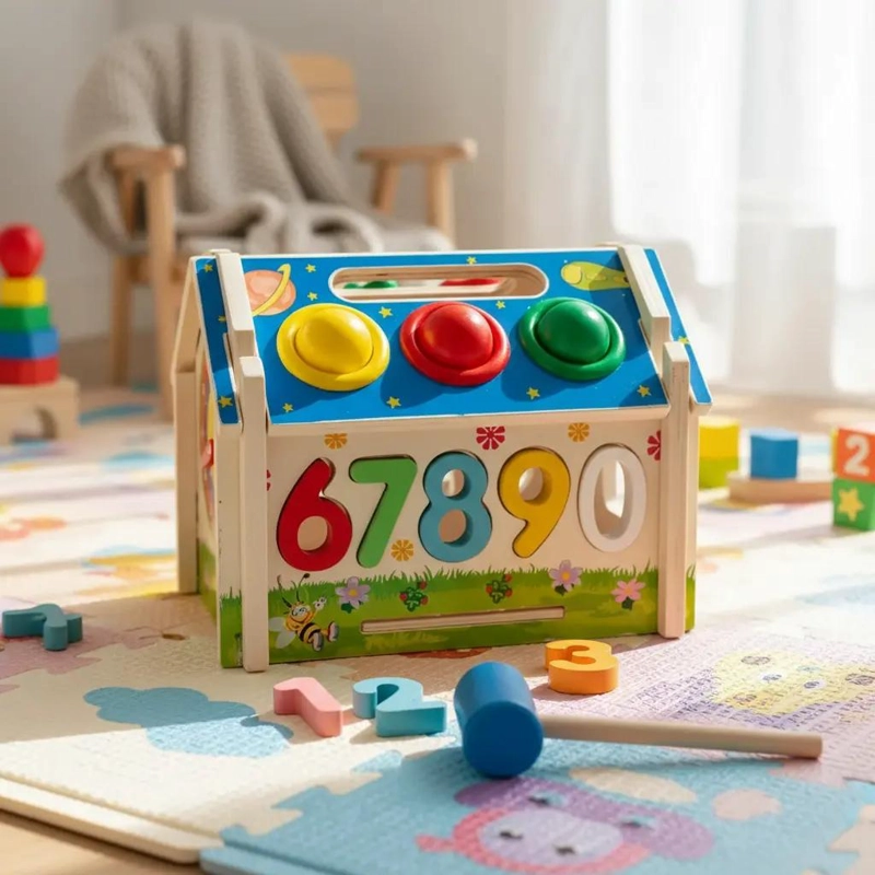 CASA INTERACTIVA DE MADERA PARA APRENDIZAJE INFANTIL - 1